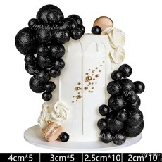 반짝이 골드 공 케이크 색 스팽글 생일 샤워 웨딩 장식, 1개, 15. Black