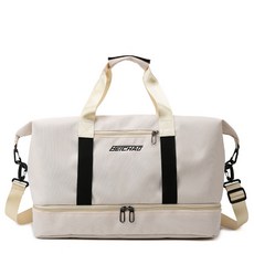 JA ACTIVE 旅行包 韓版手提短途旅遊行李包 大容量輕便乾濕分離運動健身包, 米白色, 1個