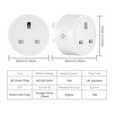 Moes-ZigBee Tuya 소켓 전원 플러그 16A 스마트 앱 무선 콘센트 기능성 에너지 모니터 타이머 Alexa Google, 16A UK Plug, 1개