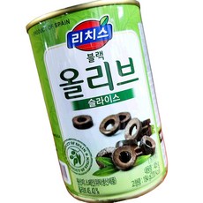블랙올리브 슬라이스통조림 피자토핑용올리브캔 400g, 1개