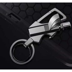 다기능 병따개 오프너 캠핑용 부싯돌 성냥 라이터 키홀더 열쇠고리 방수 휴대용, 1개, 블랙니켈