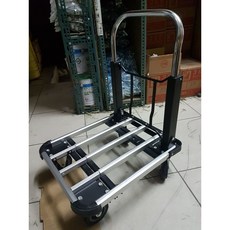 文具通 手推車 置物及把手伸縮摺疊可調式 鋁條車 四輪 Q5010089, 1個, 金屬色