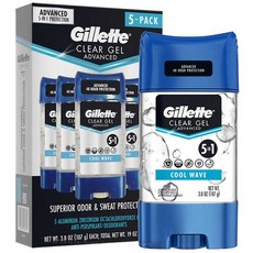 5개세트 질레트 클리어 젤 남성 데오드란트 쿨웨이브, 5개, 107g