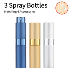 3pcs+4 액세서리 8ML 향수 스프레이 병 3개 깔때기 빨대 디스펜서, 01 8ml, 08 LJY
