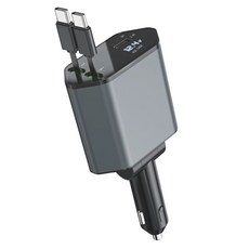 복우롱 120W 고속충전 차량용 4in1 충전기 신축케이블 내장 Type-C USB 멀티포트 충전기, C1, Type.c--Type.c