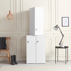 가구의가치 분리형 개인 락카장 캐비넷 옷장 상부장, 유광UV화이트, 1단