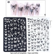 네일 템플릿 레이스 꽃 아트 스탬핑 플레이트 3D 보우 하트 라인 나비 인쇄 스텐실 매니큐어 도구, 옵션10) XY-EF10, 1개, XY-EF10