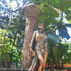 芭斯特女神與聖柱28公分高燭台 球座 雕塑擺飾 母獅神 太陽女神 貓女神 埃及神