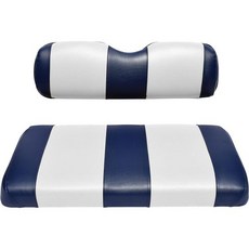 EZGO TXT 교체용 골프카트 좌석 커버 스테이플 온 설치용 - 2개 세트 프리미엄 마린 비닐 5개 패널 스티칭 투톤 블랙 차콜, 파랑 & 흰색