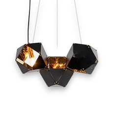 北歐幾何DNA吊燈三頭 氣氛燈 LC-109-3, 外黑內金