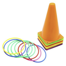 스투피드 비에이비오 고리 던지기 파티 게임 스포츠 콘 6p + 컬러 링 10p 세트, 랜덤, 1세트