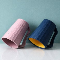 살림픽 물빠짐 거꾸로 양치컵 칫솔꽂이양치컵 2P, 1세트, 네이비&핑크