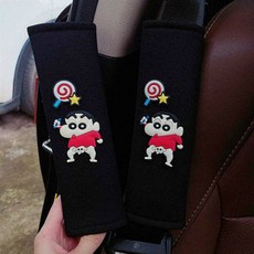 卡通汽車安全帶護肩套 可愛毛絨車用安全帶護套 秋冬車內裝飾, 蠟筆棒糖毛絨黑一對, 1個