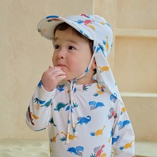 [플랩캡] 솜니움베베 아기 유아 공룡 수영모자 아쿠아 UV 남아 수영모 자외선차단 모자