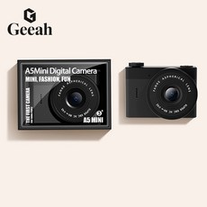 Geeah 미니 디지털카메라 2000w 픽셀 휴대용 소형 레트로 디카 일상 기록용 64GB, 블랙