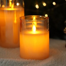 하하홈파티 LED 글라스 캔들, 골드