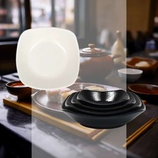 반찬 접시 조림 보급형 쌈밥 주점 채소 식기, 매트신사각찬기G-0144 크림