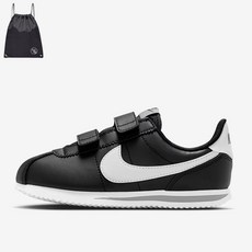 나이키 국내정품 코르테즈 찍찍이 벨크로 블랙 아동 운동화(PG신발가방세트)