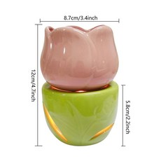 소품독특한 꽃 모양 아로마 테라피 스토브 세라믹 오일 버너 캔들 왁스 멜터 포함 향기 워머, 01 Pink, 1개