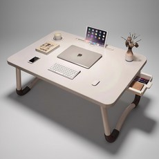 다용도 접이식 침대 좌식 테이블 노트북 거치대 서랍형 컵홀더 기숙사 자취방 간이 책상, 블랙  70x40  카드 슬롯 서랍