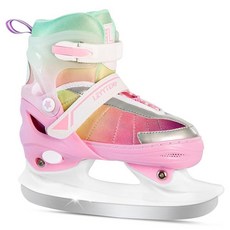 LEVYTEMP 조절 가능한 어린이 여아 남아용 아이스 스케이트 - 그라데이션 핑크 레인보우 청소년 아이스 스케이팅 슈즈 - 사이즈 X S 만 3-5세 - 야외 및 링크용 아이, 레인보우 핑크