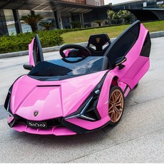 람보르기니 어린이 전기 자동차 아기 2인승 붕붕카 푸쉬카 전동차 유아 조카 선물, 리모콘원격제어+블루투스+가죽시트+소프트휠, 핑크 4륜구동  대형리튬배터리