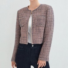 로엠 트위드 배색 칼라리스 자켓 RMJKD49R57-T 257430