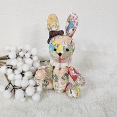 스위티퀼트 퀼트 소품 완제품 앤틱 래빗 인형 키링, 1개