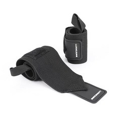 呂小軍 LUXIAOJUN 舉重助力拉力帶套裝：握力提升、護腕支撐、硬舉健力輔助, 護腕（黑）, 1個