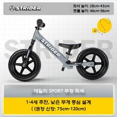 어린이용 밸런스 스쿠터 경주용 알루미늄 자전거 Strider, 1개, 12 스포츠 매트 그레이 12 인치 (1-4 세)