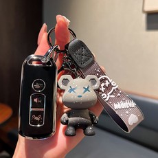혼다 스마트키 TPU 보호 케이스 PCX C125 포르자, 1개, 블랙+곰돌이키링