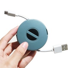 이어폰 줄감개 줄 정리 케이블 선정리 보관 케이스, 원형(블루), 1개