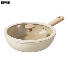 DFMEI 平底鍋陶瓷加厚復底不粘鍋煎鍋牛排鍋煎蛋煎餅電磁爐燃氣通用, 1個, 20*5cm內咖外白煎鍋, 如圖