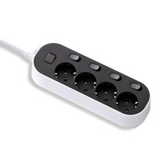 Elephantap 安心自動滅火獨立開關4孔延長線, 3m, 黑色, 1個