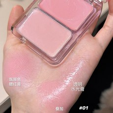 DIKALU 水光腮紅膏 元氣雙色頰彩盤, 1個, DIKALU水光腮紅膏01號, 桃心貝母