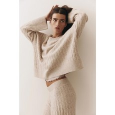 국내백화점 H&M 가디건 브랜드관 케이블 니트 스웨터 베이지 1295480001 커플 사무실 (BK파우치 증정)