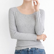 다미타니 국내제작 스판 골지 U넥 긴팔 티셔츠 OCZ0951