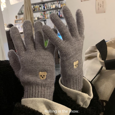 小熊刺繡針織手套