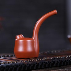 宜興紫砂 原礦紫泥 硃泥 手工煙鬥 透氣性佳 降低刺激感 舒適握感, 1個, 朱泥 菸斗