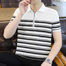 2026男士夏季Polo衫短袖休閒衫 男 高爾夫球衫 條紋Polo衫 運動翻領T恤 輕薄透氣 潮流POLO衫 時尚男裝