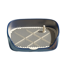 開放式防濺狗狗便盆，網格瀝尿設計，防滑穩固，易清潔寵物訓練便盆, 復古藍, 1個