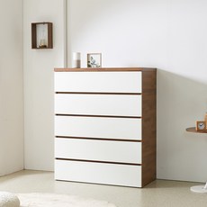 동서가구 미르쉘 1000 5단 그랜드 광폭서랍장 DF911648, 멀바우화이트