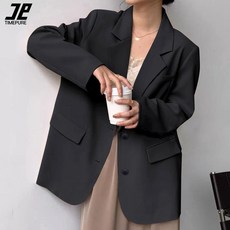 여성 캐주얼 정장 재킷 루즈핏 투버튼 베이직 세미정장 빅사이즈 봄가을 스탠다드핏 싱글자켓 하객룩