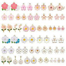 IShyan 주얼리 제작용 벚꽃 참 30쌍 DIY 목걸이 팔찌 귀걸이 제작 및 공예용 다양한 60개화이트+핑크 164444, White Pink