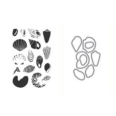 Ellen Hutson 엘렌의 Essentials 쉘 스탬프 및 다이 세트 콤보 스탬핑 스크랩북 다이 커팅 DIY 카드 제작 종이 공예 조개 해변 여름, Ellen Hutson, 엘렌의 Essentials 쉘