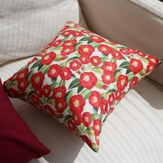 동백 린넨 플라워 거실 북유럽 쇼파쿠션 쿠션커버 40 45 50