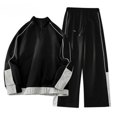 運動套裝拉鍊立領衛衣衛褲兩件套美式長褲休閒寬鬆