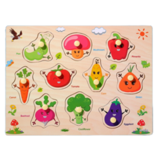 지니어스래빗 유아 원목 꼭지퍼즐 교구, 채소, 1개, 10조각