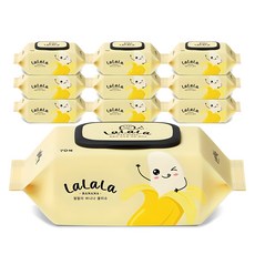랄랄라 바나나 물티슈 캡형, 10개, 70매, 70g