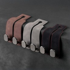 브루마 차량용 스웨이드 헤드레스트 후크 옷걸이 가방걸이 1+1, 브라운, 2개